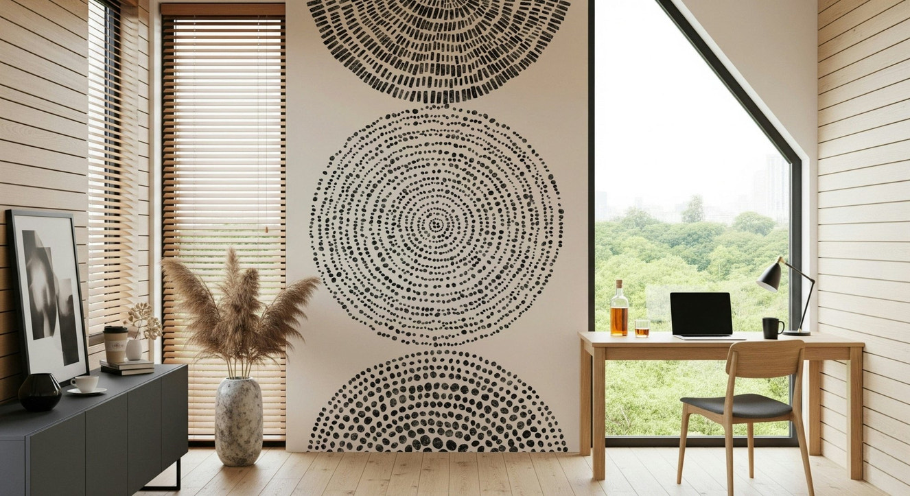 Abstract space wallpaper featuring deep blue and purple nebula.