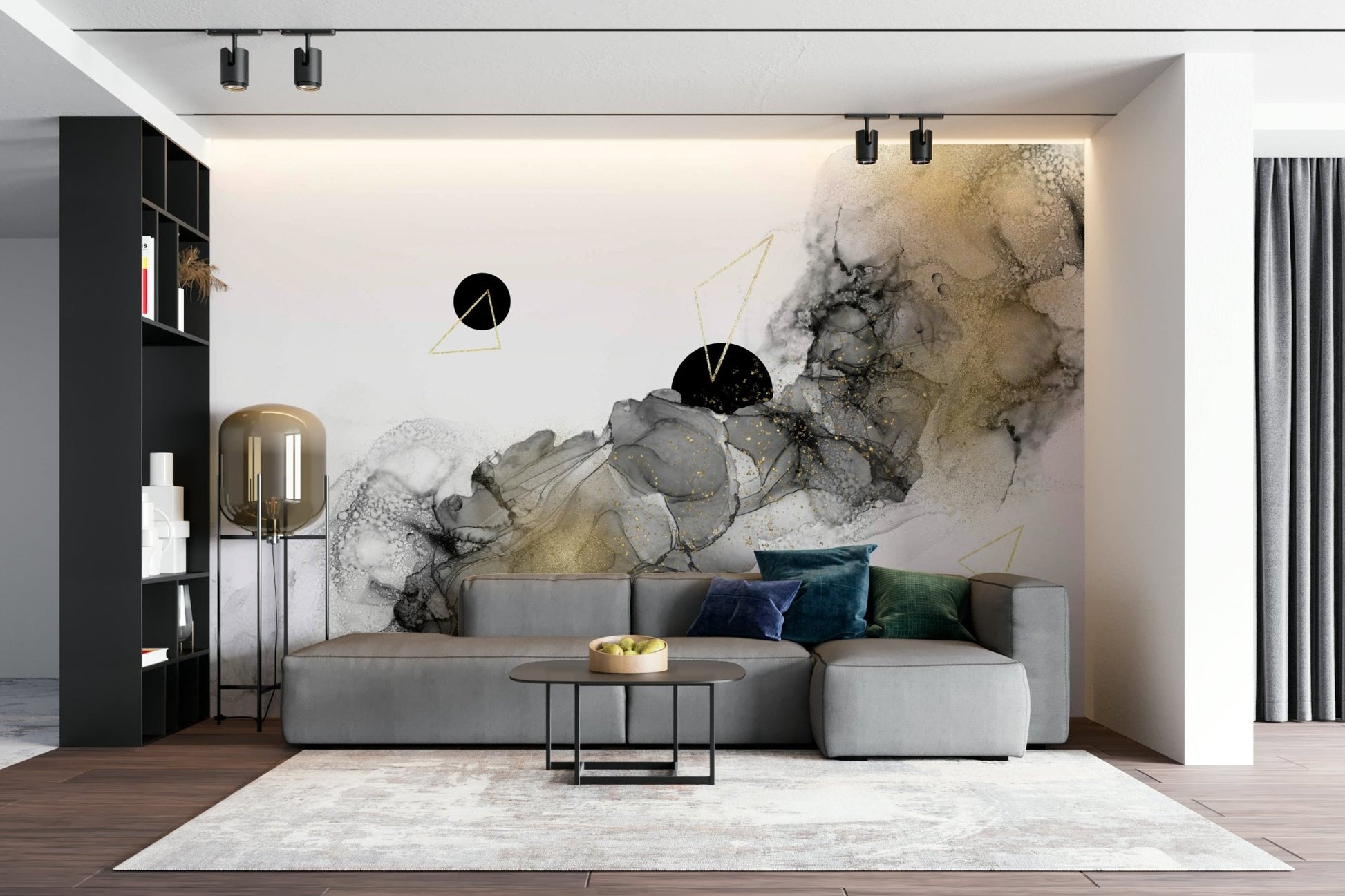 Energetic cosmic flow mural for bold wall accents.


