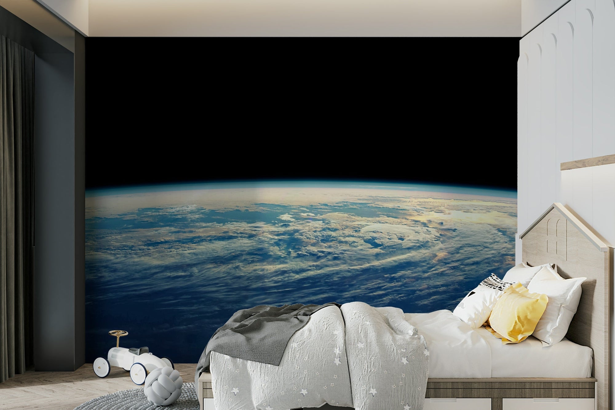 A wall mural of a cosmic landscape. GD3574



