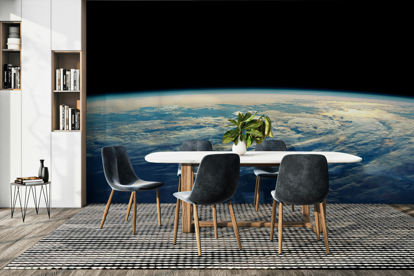 The image shows an artistic impression of a peaceful alien horizon.

