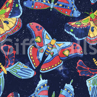 Boho-style wallpaper with mystical moths, moons, and cosmic elements.

