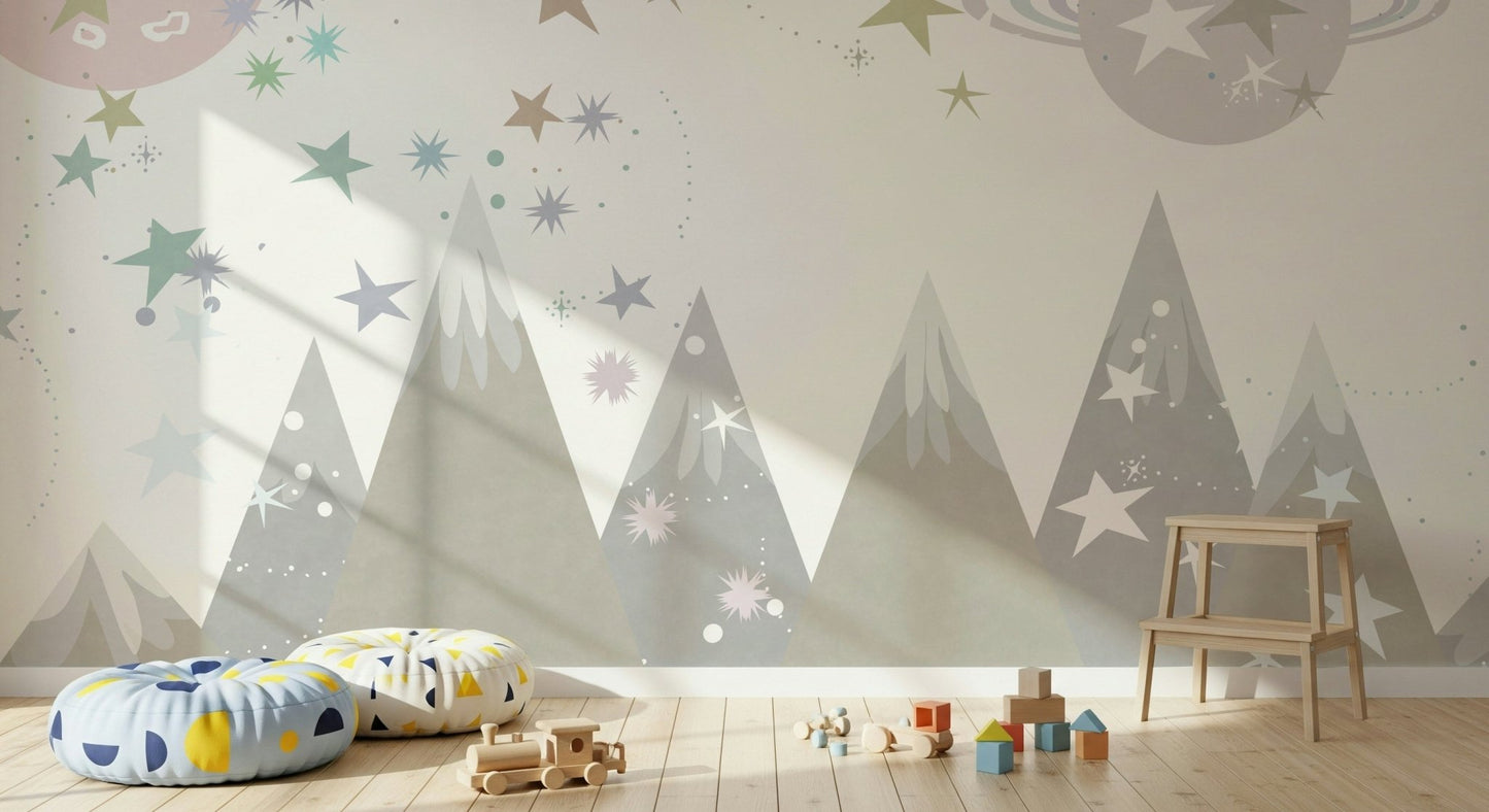 A beautiful modern art wall mural of deep space.