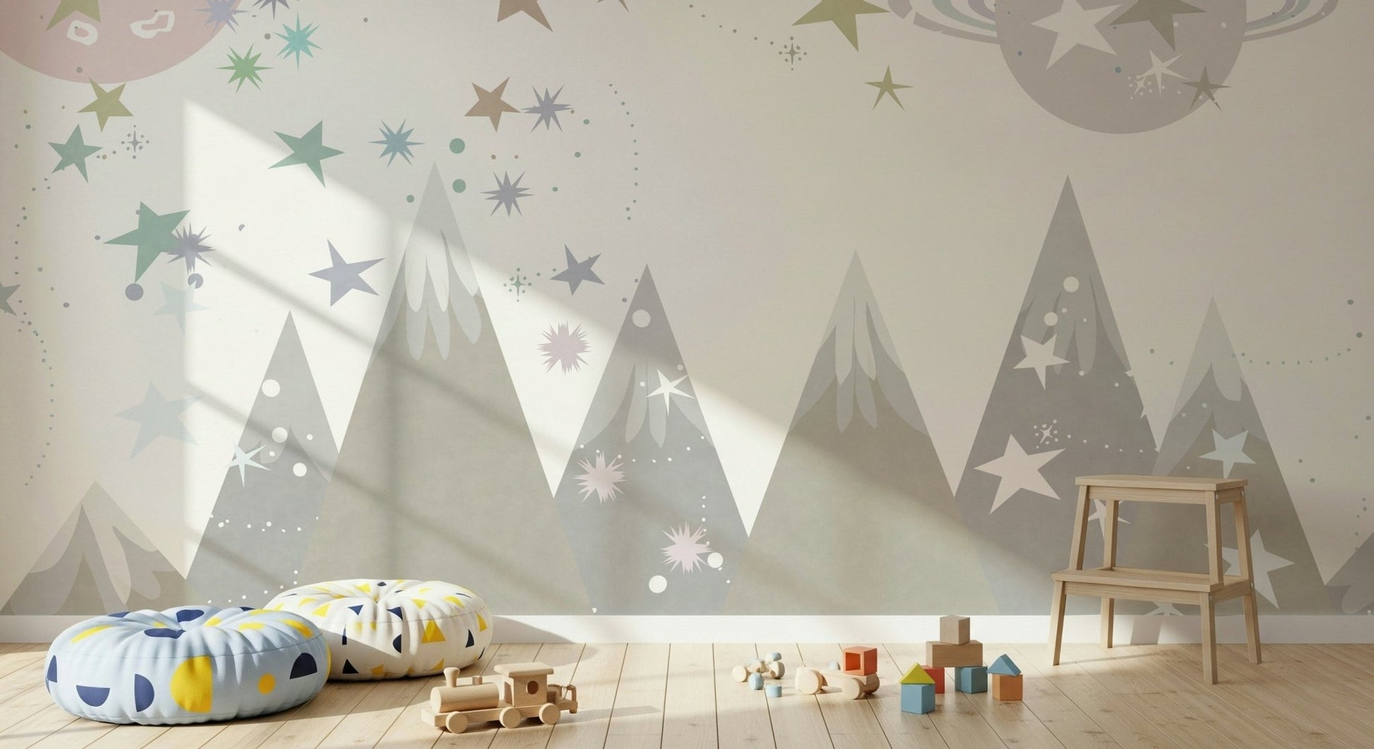 A beautiful modern art wall mural of deep space.