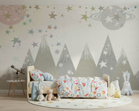 An artistic minimalist form mural for home decor.