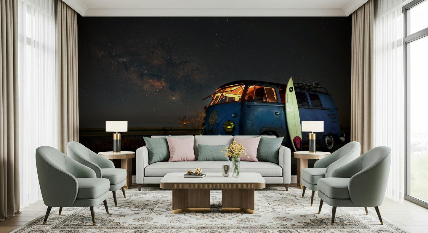 An artistic minimalist form mural for home decor.