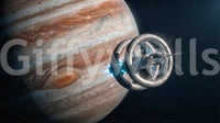 Orbiting spacecraft in Cosmic Space Wall Mural with large planet