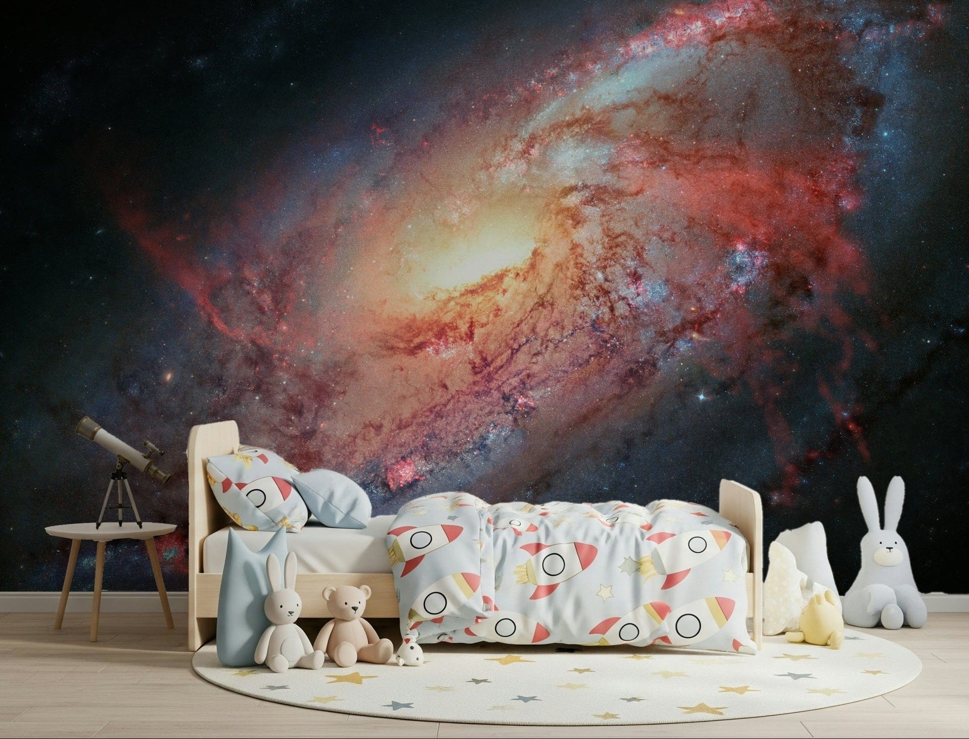 Vibrant Cosmic Swirl wallpaper mural featuring stellar nebulae., GD7494