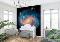Modern suite featuring star sky wallpaper mural Cosmic Symphony Wall Mural