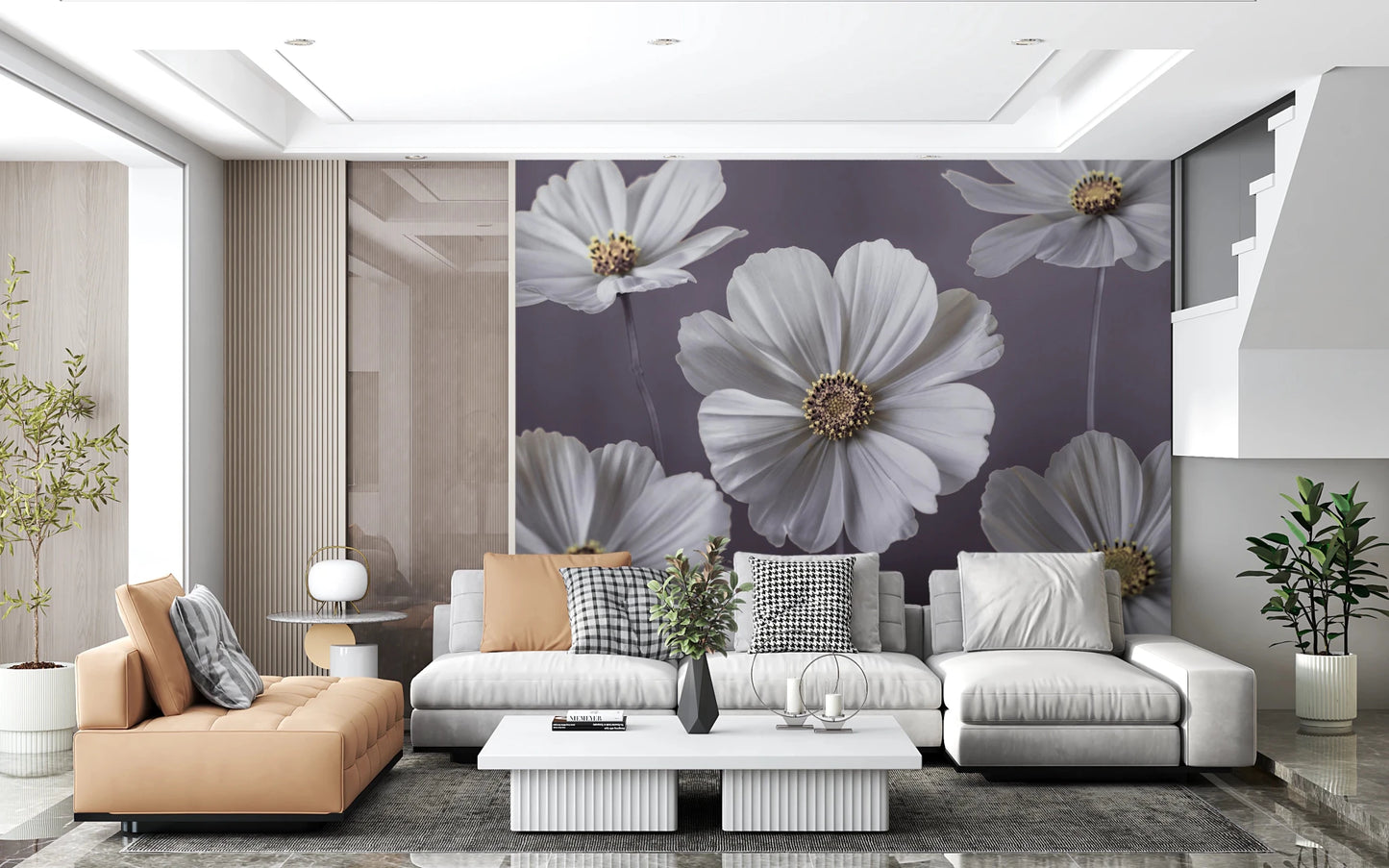 Calm nature themed wall mural for contemporary styling
