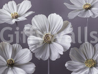 Large scale white bloom wallpaper with subtle stems