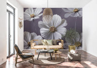 Minimalist botanical print wall mural for elegant interiors