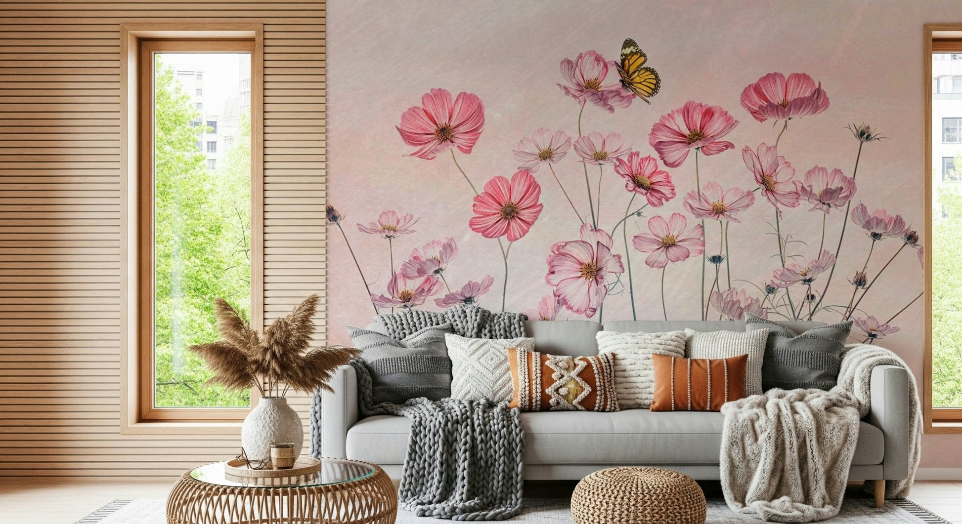 A beautiful modern art wall mural of the universe.


