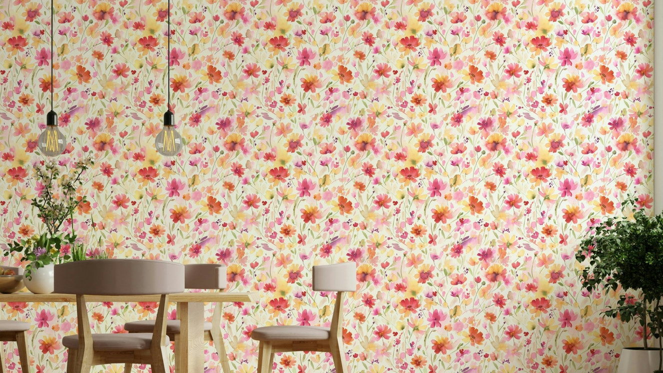Cosmos flower mural wallpaper

