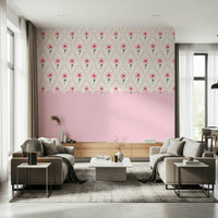 Cottage Rose Mural Wall Mural used as a focal point in a study wallpaper.