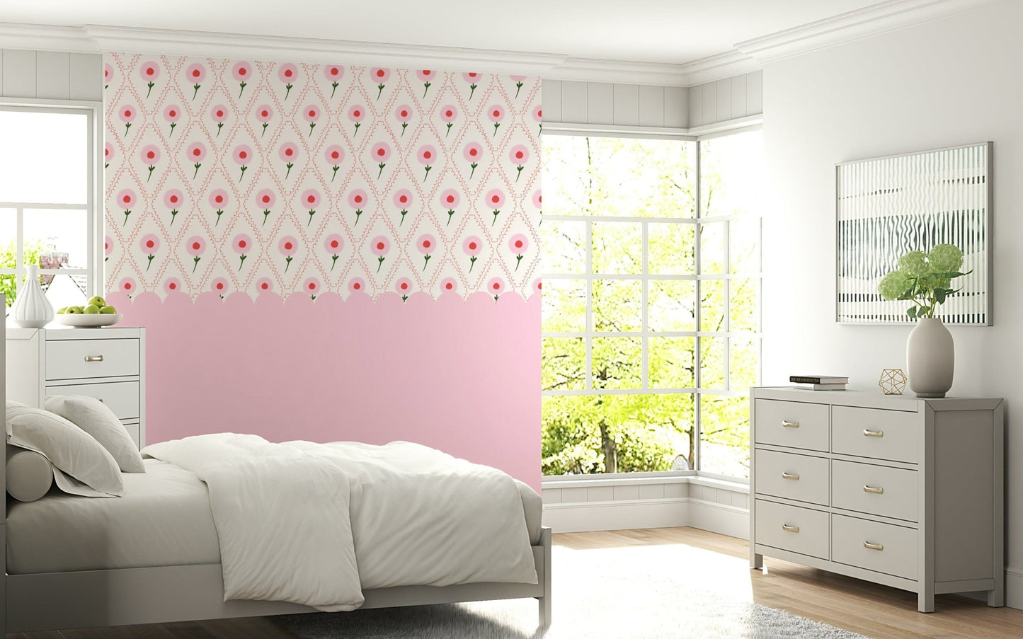 Traditional garden wallpaper for a feature wall in a guest suite wall mural.