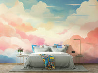 Beautiful cotton candy clouds wall mural decor.

