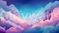 Pastel sky wall mural for a soothing home environment

