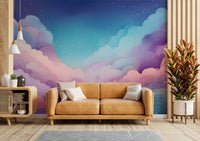 Serene Cotton Candy Skies wall mural for living rooms

