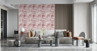 Reddish-brown Country Charm Toile Wallpaper Wallpaper on pale background.