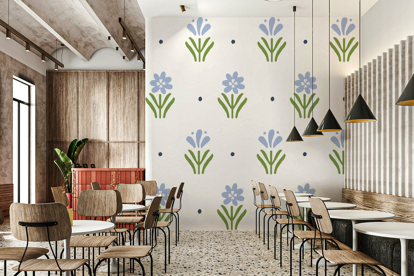 Blue Floral Wallpaper for a Cozy Cottage Look

