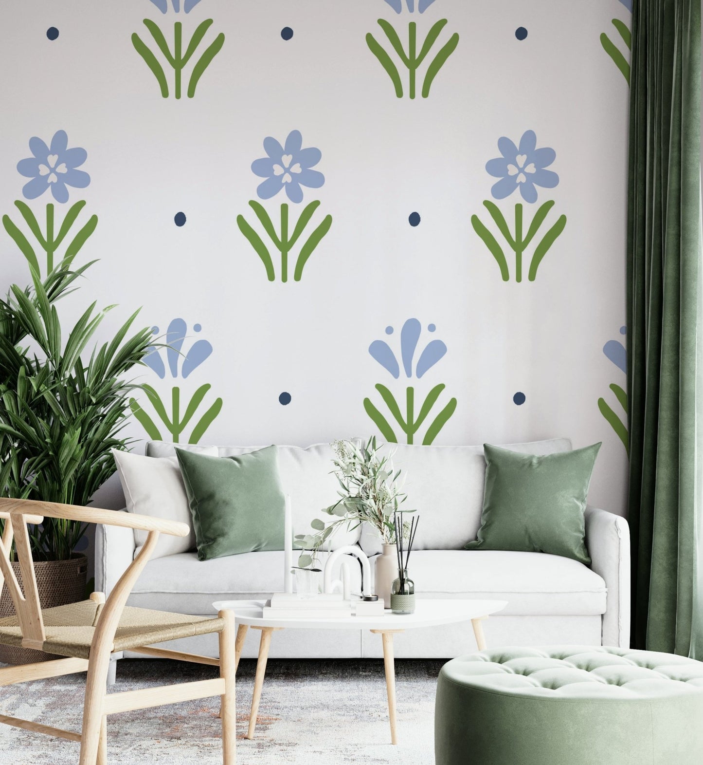 Fresh Cottage Blue Floral Wallpaper for Your Home

