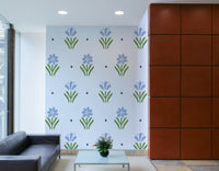 Soft Blue Floral Country Cottage Wallpaper Design

