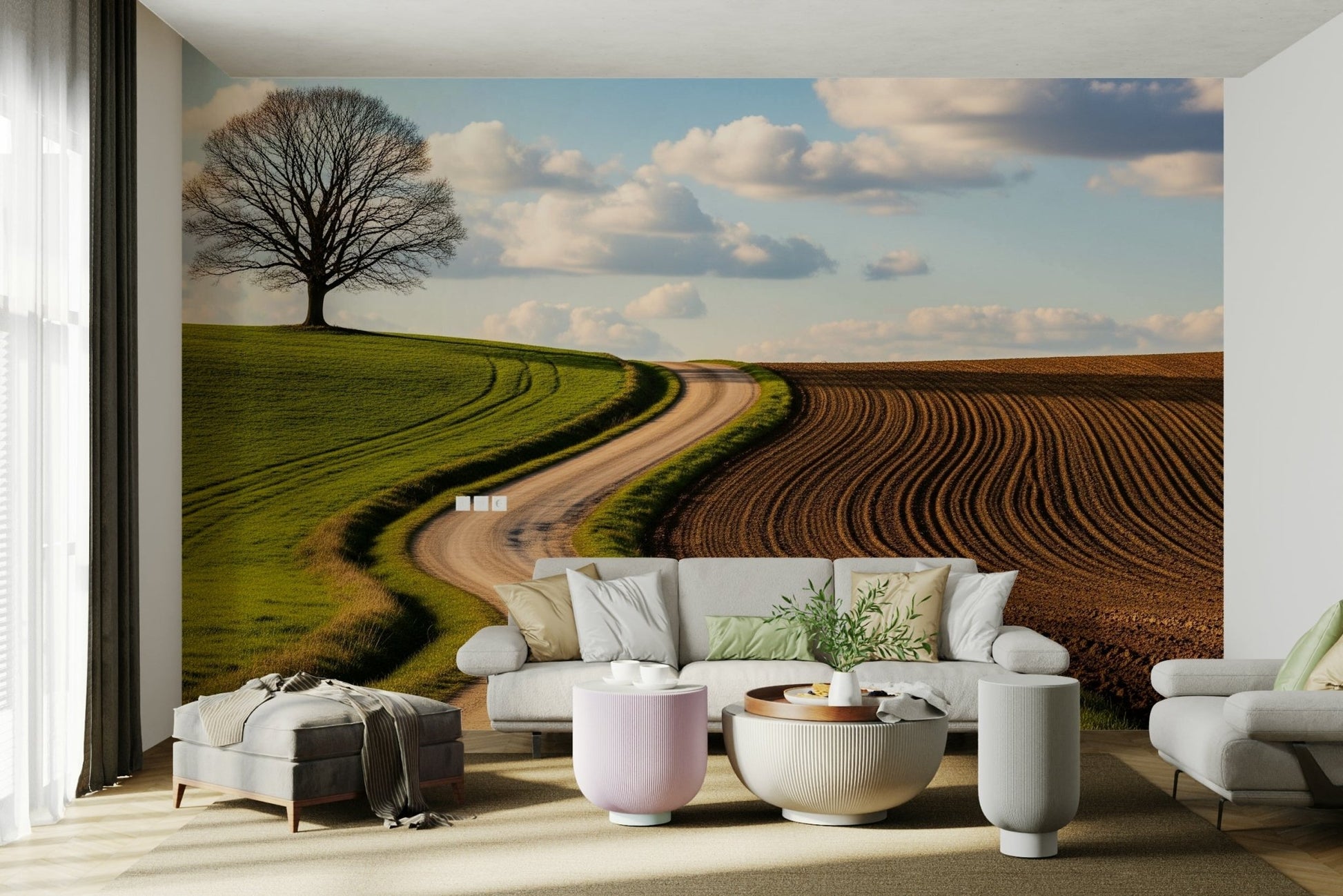 The composition is a wide, landscape view of the countryside.

