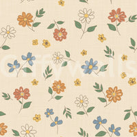 Granny core floral wallpaper with hand-drawn flowers and soft multicolor accents