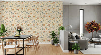 Dining area styled in Country Scattered Floral Cream Wallpaper with soft floral detail