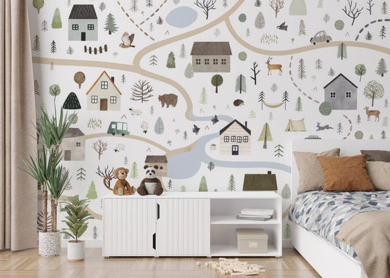 Countryside charm in scenic mural design, C122