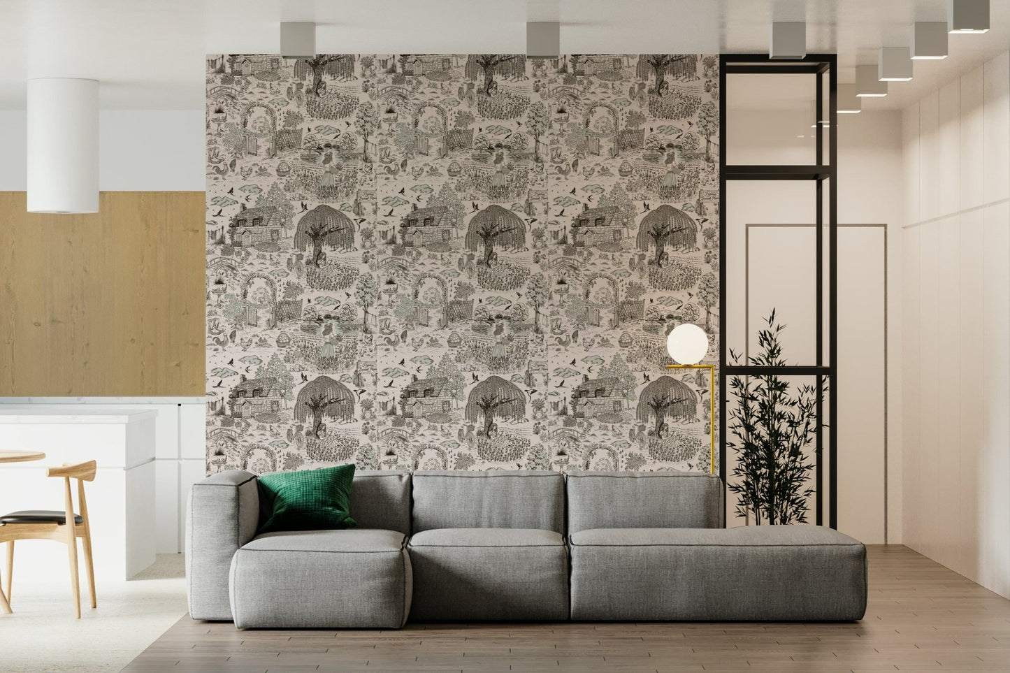 A contemplative gentle design wallpaper mural for a feature wall.
