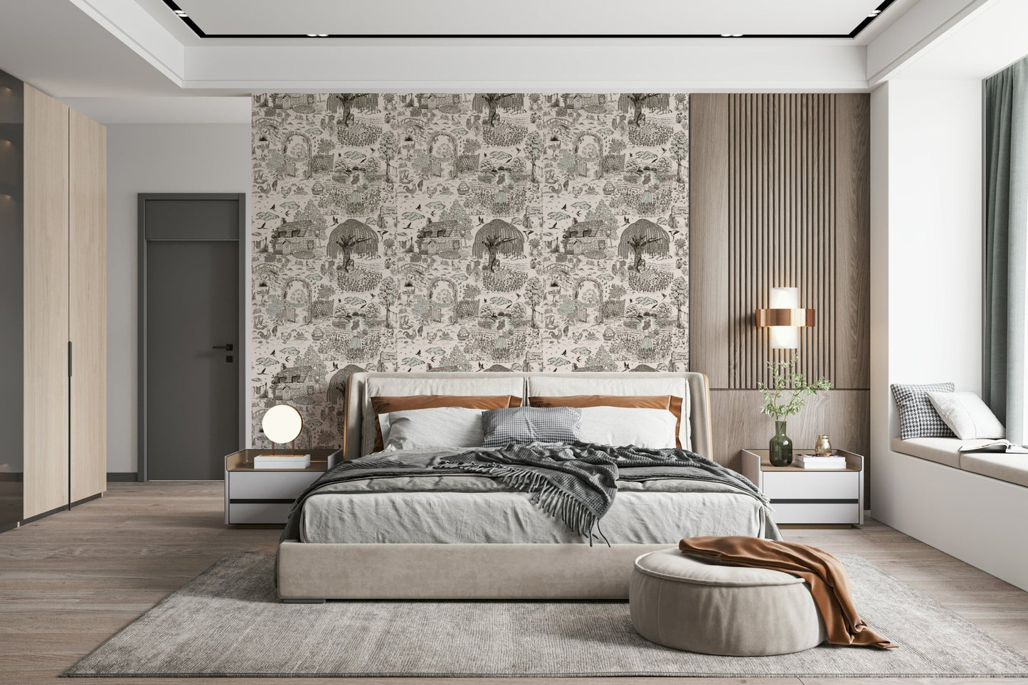 An artistic soft focus vista mural on scenic wallpaper.
