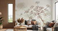 Cow Parsley Sepia Wall Mural floral close-up