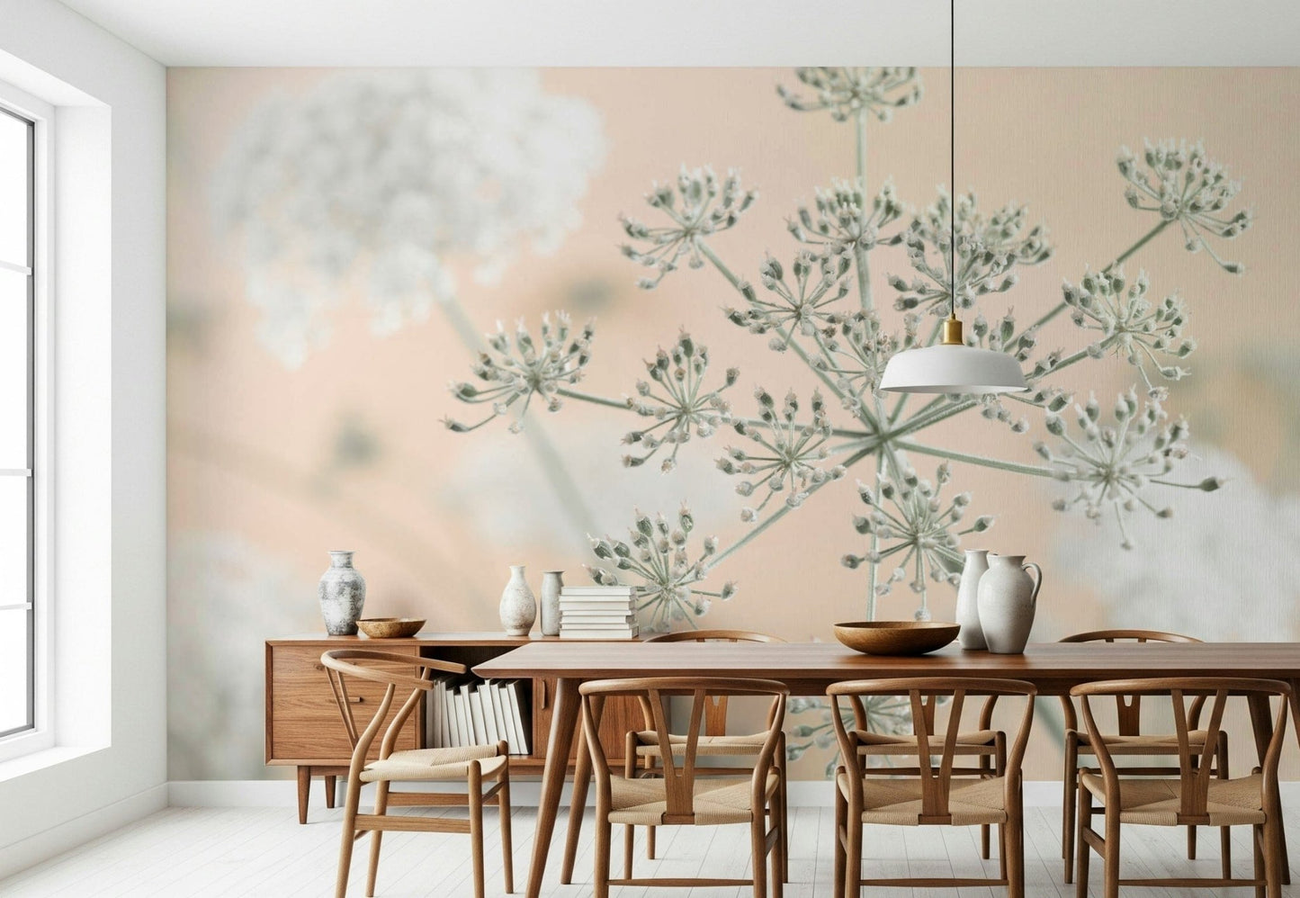 Exquisite Cow Parsley mural wallpaper, sophisticated nature motif.