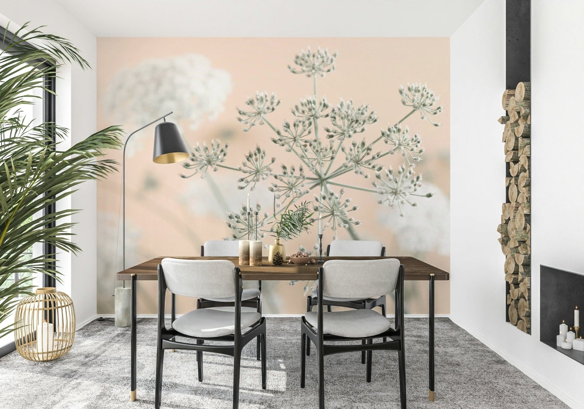 Seamless Cow Parsley panorama mural, perfect subtle statement.