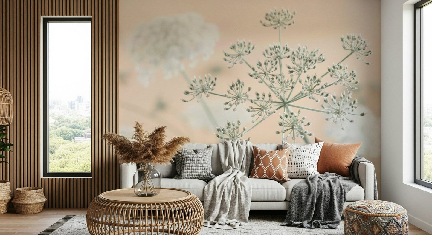 Serene Cow Parsley wall mural, captivating flower heads close.