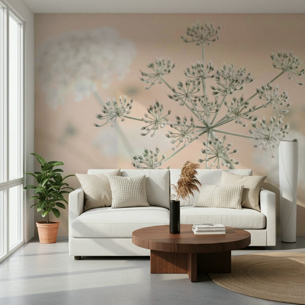 Giant Cow Parsley bloom mural, elegant botanical accent.