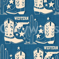 Pistol and boot outlines on Cowboy Dreams Wallpaper pattern., GD6618