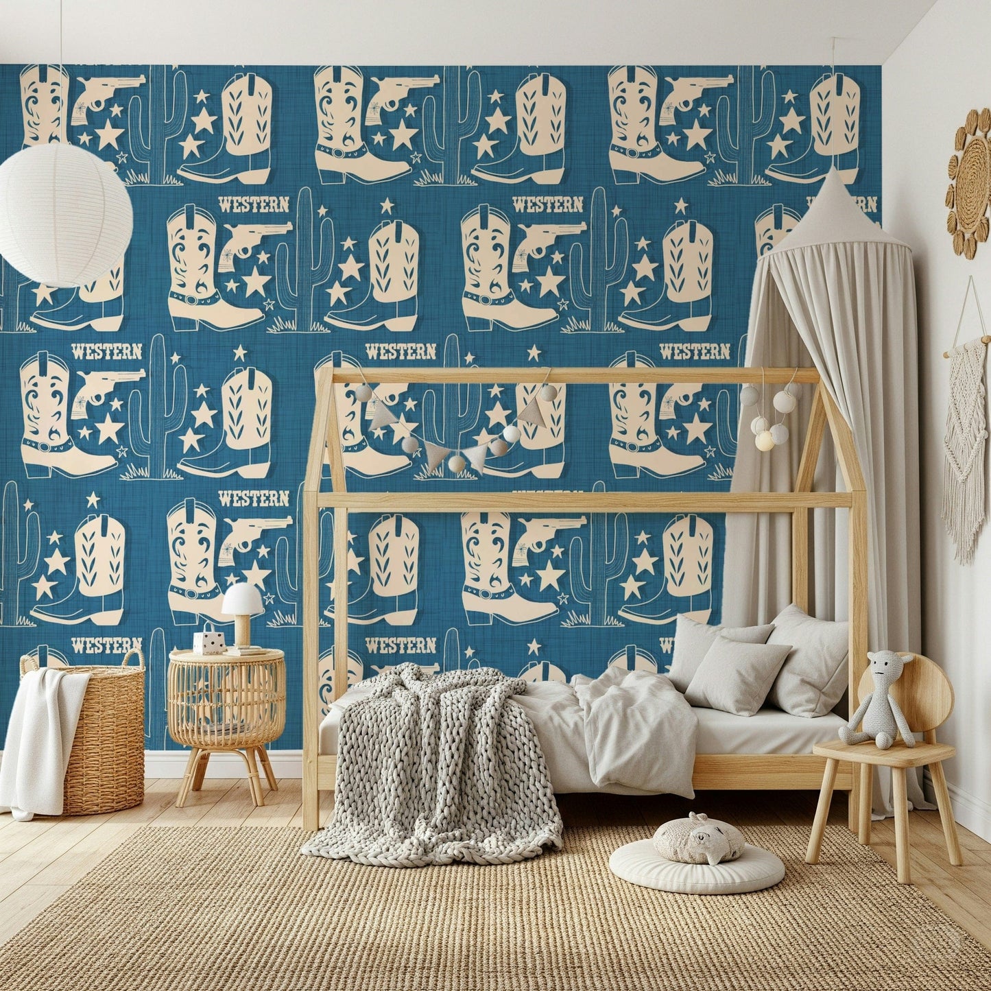 Abstract rodeo motifs on Cowboy Dreams Wallpaper for walls., GD6618