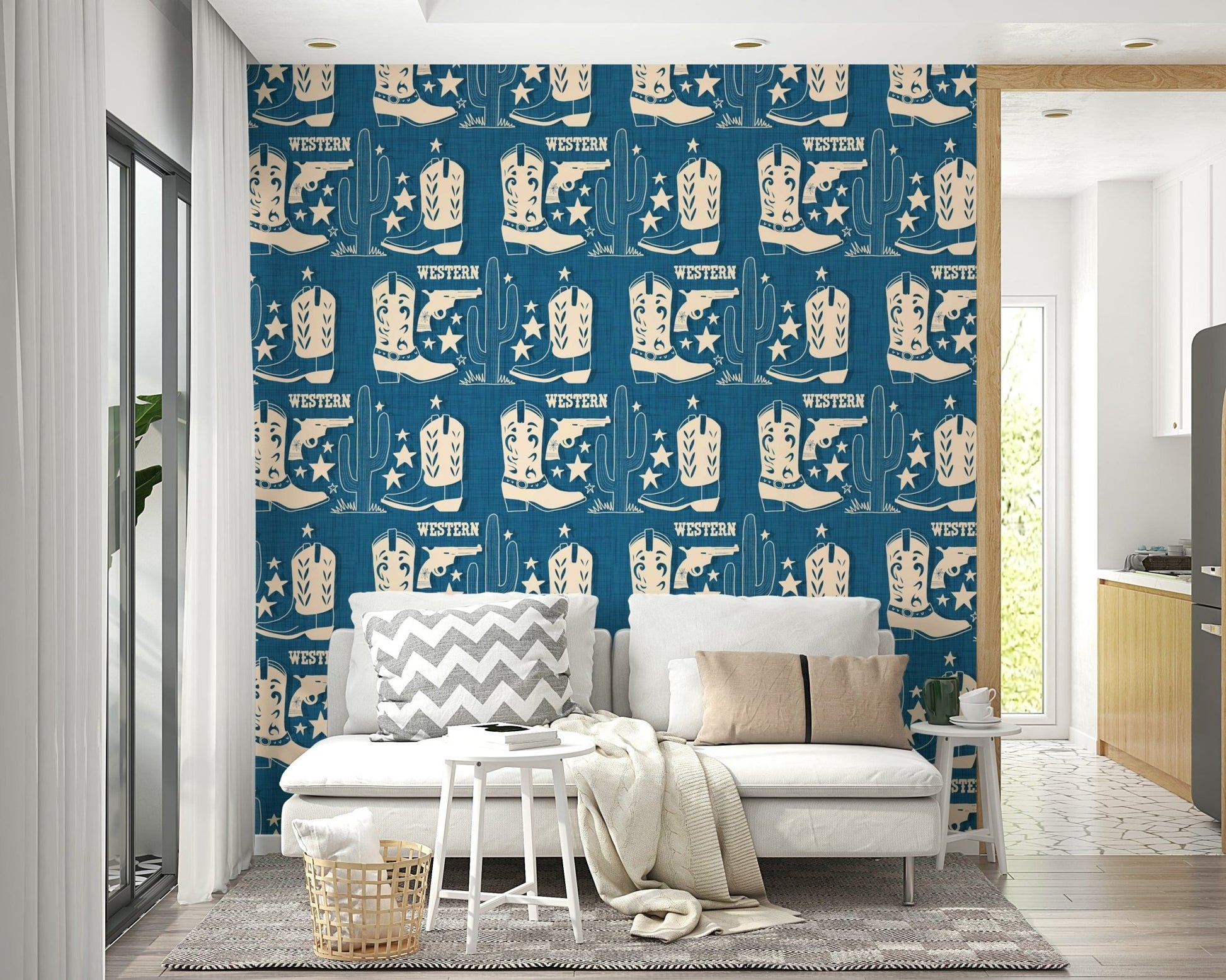 Quirky Western lettering on the Cowboy Dreams Wallpaper., GD6618