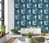 Vibrant blue color on Cowboy Dreams Wallpaper mural., GD6618