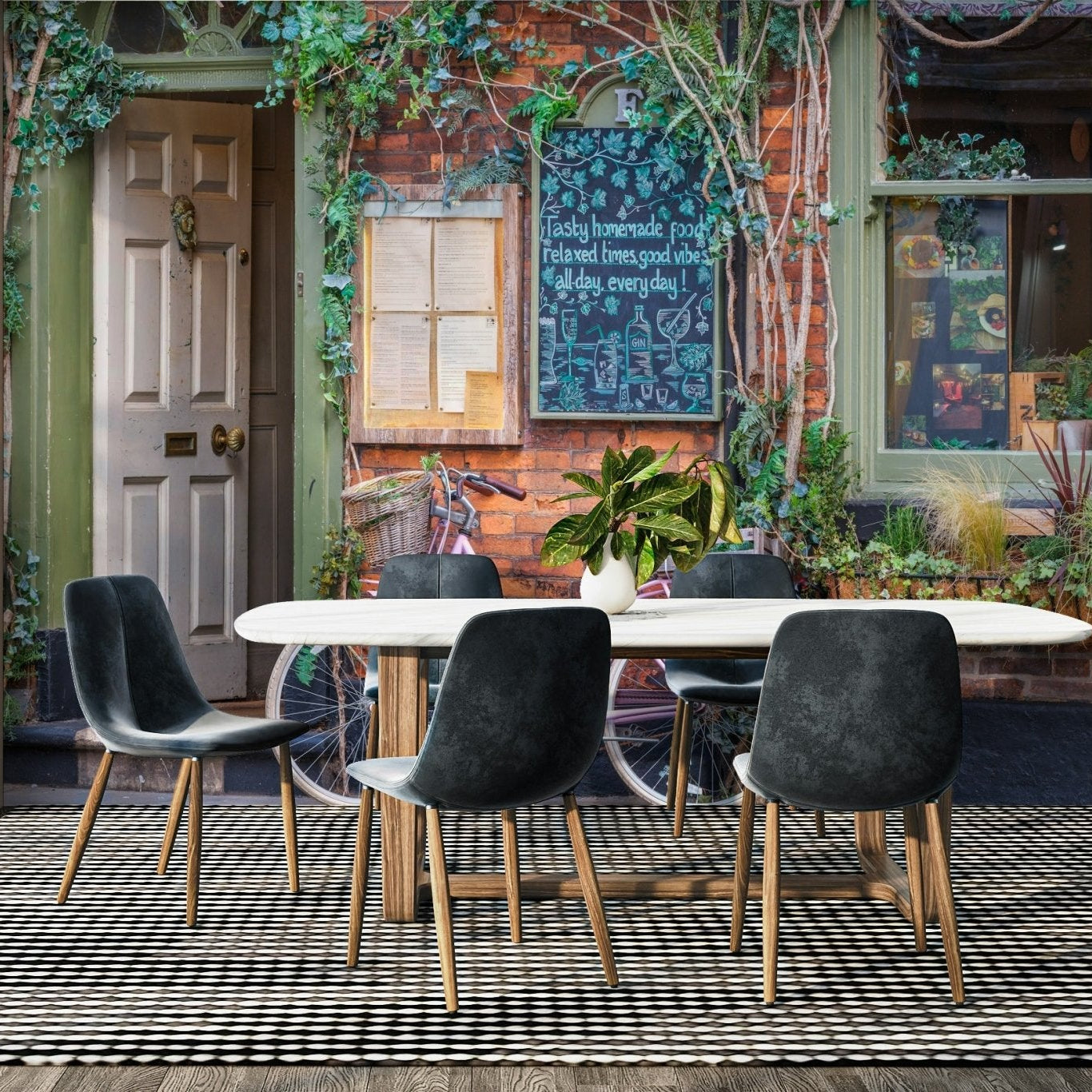 Rustic cafe facade wallpaper GD3157
