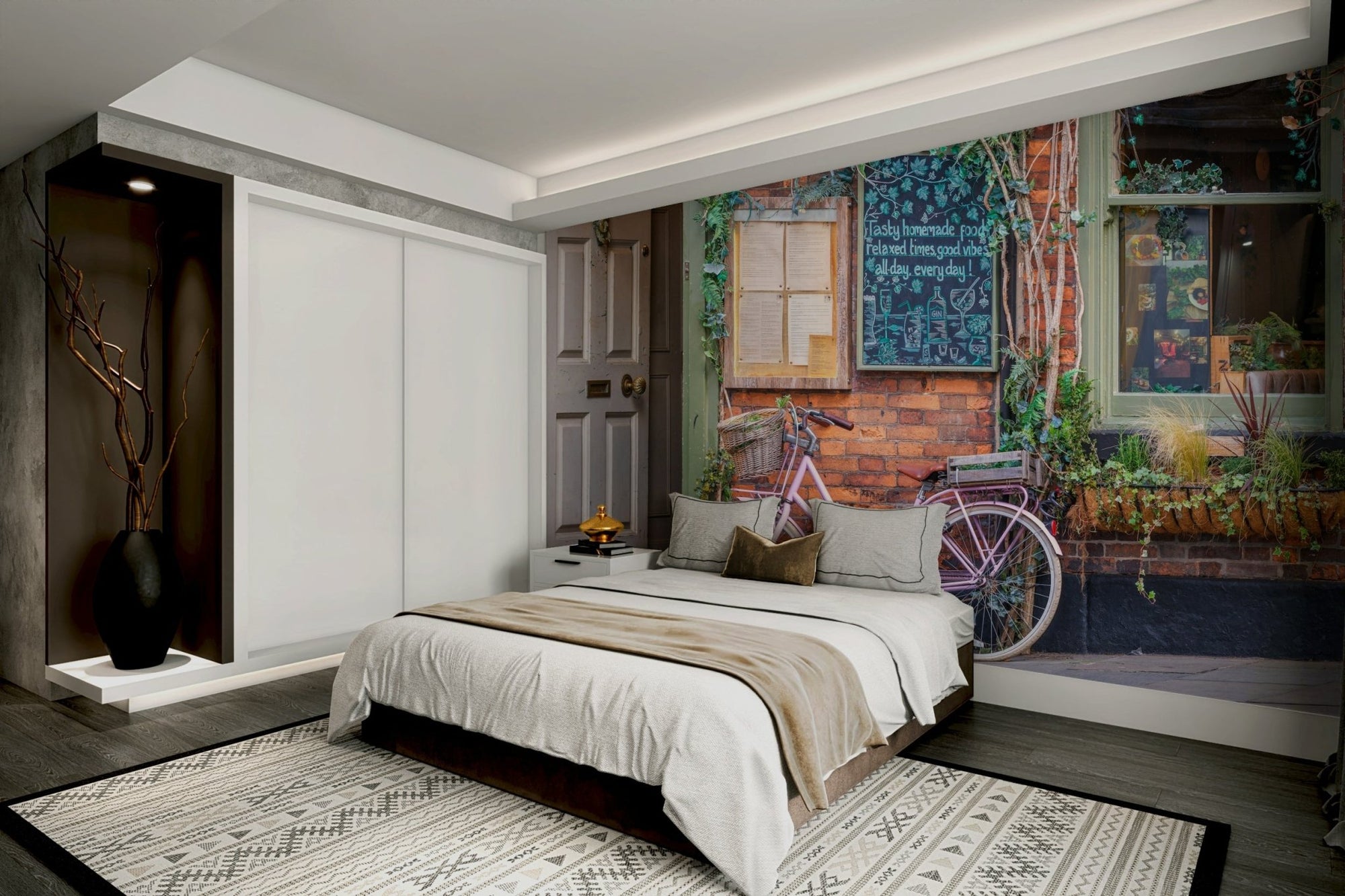 Picture of Cozy Cafe with Pink Bicycle Wall Mural GD3157

