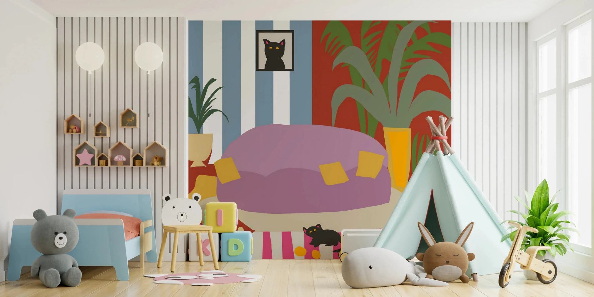 Artistic cat illustration for modern home decor.