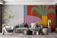 Colorful pet themed wallpaper for living areas.