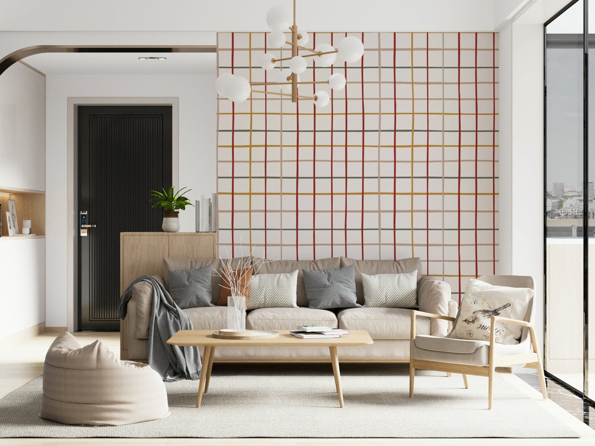 Cozy Checkered Warmth Wallpaper repeating pattern design., GD6536