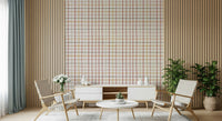 Textured office backdrop using the Cozy Checkered Warmth Wallpaper.