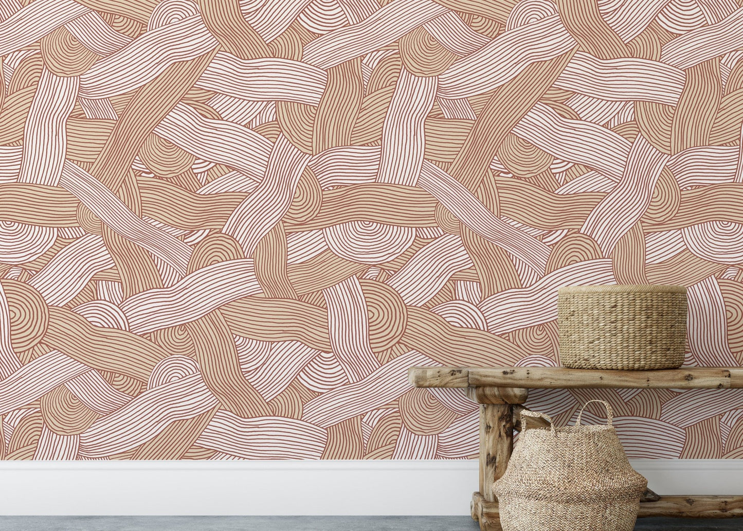 Neutral beige striped wallpaper design

