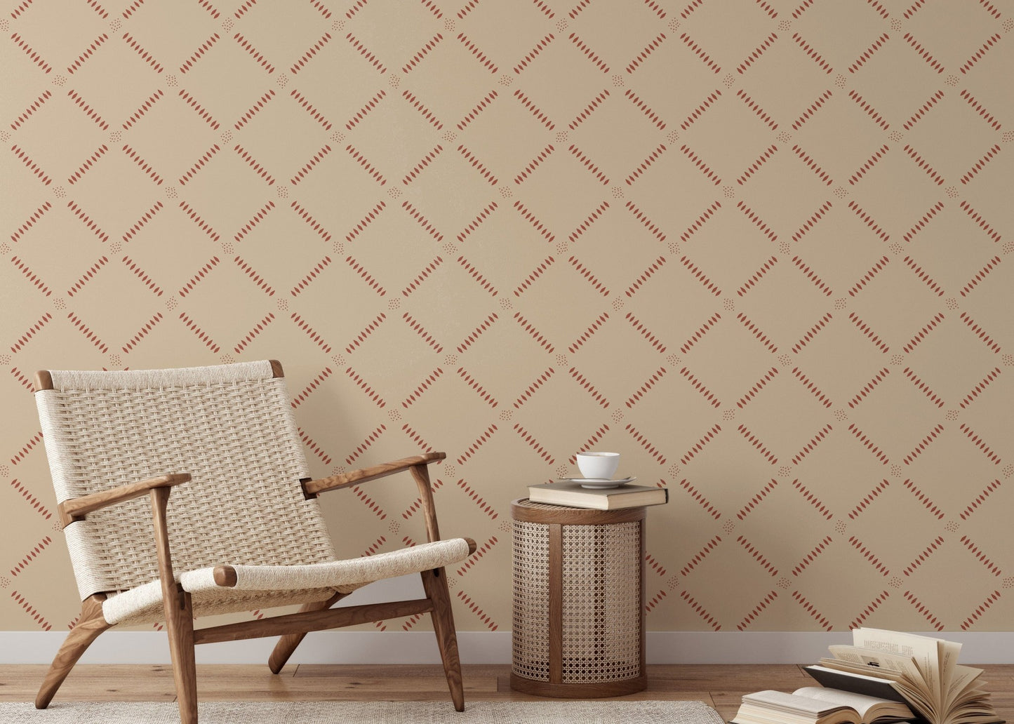 Repeating diamonds on neutral tone

