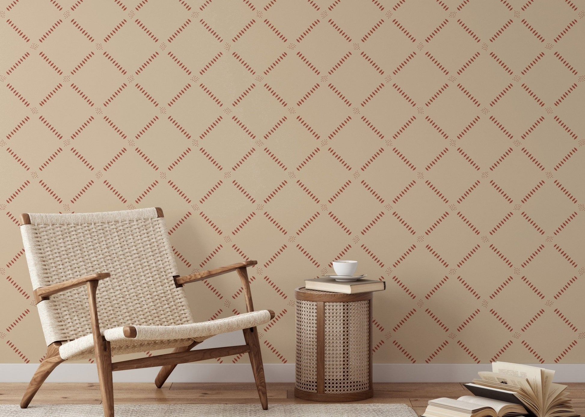 Repeating diamonds on neutral tone


